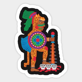 AZTEC MEXICO CODEX JAGUAR WARRIOR WITH SHIELD AND MACAHUITL - full colour Sticker